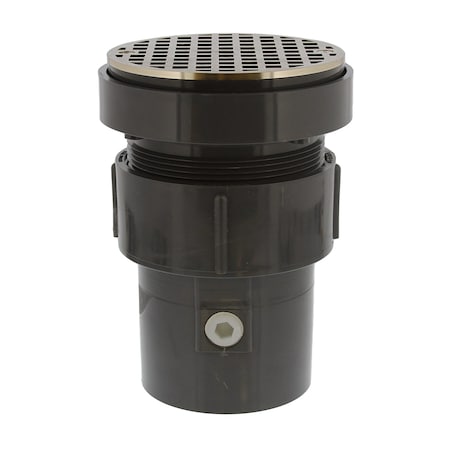 Jones Stephens 3inX4in LevelBest Complete Pipe Fit Drain System, 3-1/2in Plastic Spud, 5in Nickel Bronze Strainer D50486